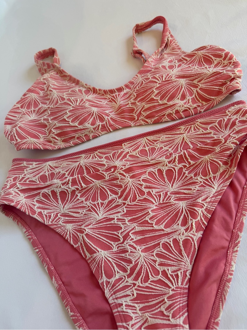 Cupshe High-Waist Pink Floral Bikini Top and Bottom - Women Swim - Picture 3 of 6
